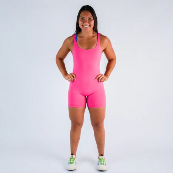 Fleo Women's Open Back Bodysuit Flamingo Pink size M - Picture 1 of 8